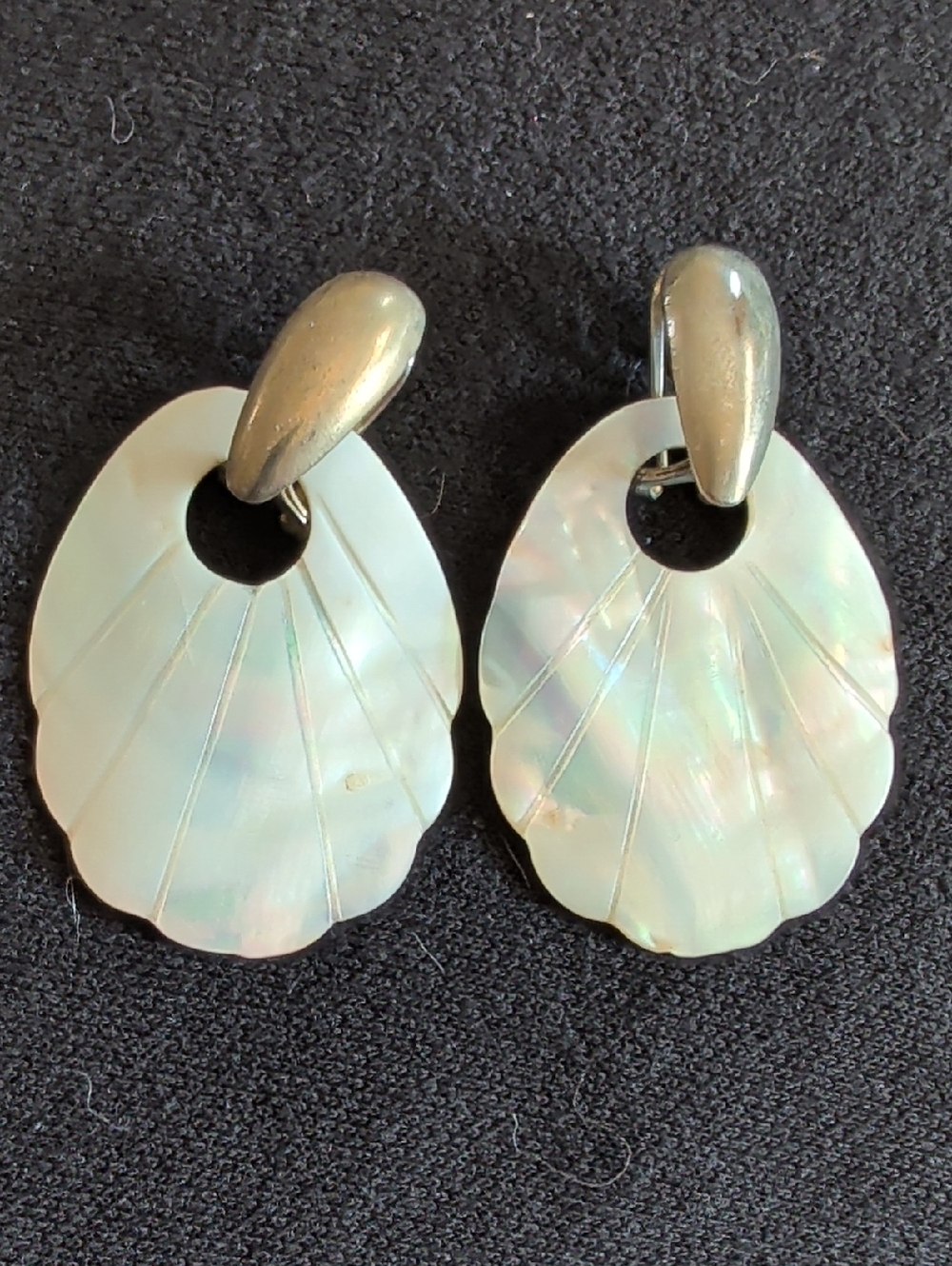 Vintage Shimmering Drop Earrings in Iridescent White